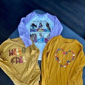 Bundle of girls long sleeve tees for Fall.  (Disney and Cat & Jack) size L​